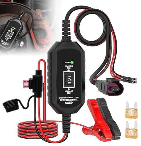 RALBIL EPB Emergency Release Tool, Quick Release & Reset, Portable Electronic Parking Brake Tool with Multiple Protections, 2 Spare Fuses, 2 Connect Ways for Most Vehicles