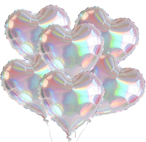 Folienballon Herz Luftballons Bunt Blendend,6 Stück Herz Helium Luftballons | Heliumballon Herzen,Herzluftballons,Herzform Folienluftballon Herzballons für Geburtstag Hochzeit Valentinstag