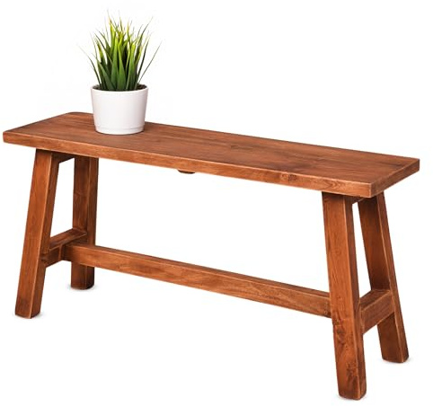 Spetebo Mahagoni Sitzbank Natur Dunkel Belastbar bis 120 kg Rechteckig 90 x 25 cm Massivholz Deko Blumenbank Landhaus Rustikal Holzbank Garderobenbank Schuhbank Bank für Wohnzimmer Esszimmer Flur