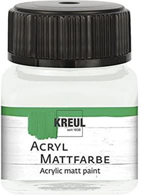 KREUL 75202 - Acryl Mattfarbe, pastellweiß im 20 ml Glas, cremig deckende, schnelltrocknende Farbe auf Wasserbasis, für viele verschiedene Untergründe geeignet