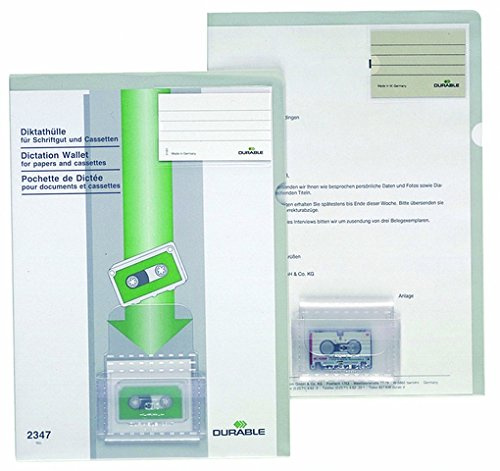 DURABLE Diktathülle, Kunststoff, oben/rechts offen, A4, beige (20 Stück), Sie erhalten 1 Packung á 20 Stück