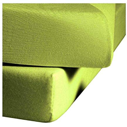 fleuresse Jenny C, klassisches Jersey-Spannlaken, 100% Baumwolle, mit praktischem Rundumgummi, Fb. Apfelgrün, Größe 120 x 200 cm, auch passend für 110/130 x 200