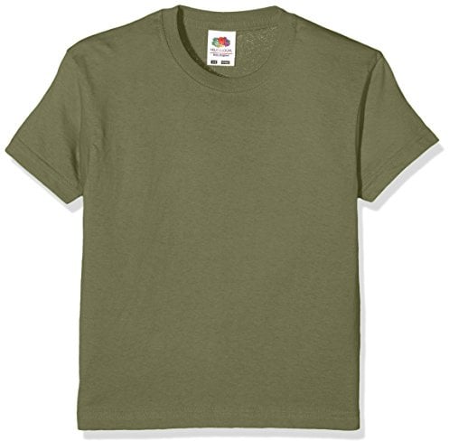 Fruit of the Loom Unisex Kids Original T. T-Shirt, Classic Olive, 7-8 Years (Manufacturer Size:30)