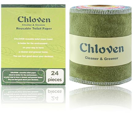 Chloven Lot de 24 rouleaux de papier toilette réutilisables et respectueux de l'environnement pour bidet - Doux et absorbant