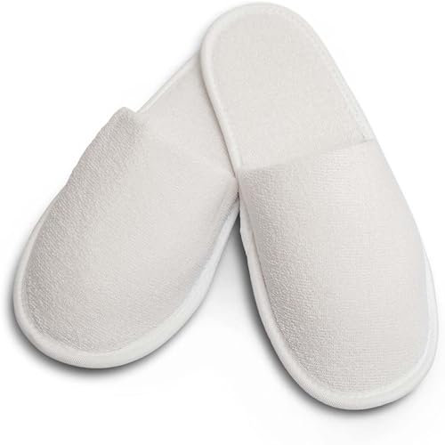Lot de 100 Paires de Chaussons fermés Pantoufle éponge jetables Blancs pour Thalasso, hôtel, Spa, Piscine