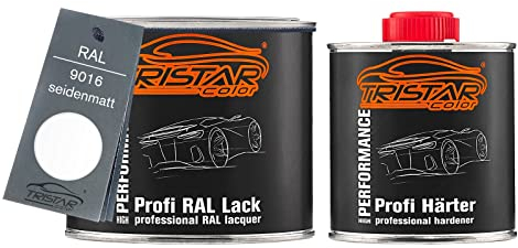 TRISTARcolor RAL 9016 Verkehrsweiss seidenmatt 2K Autolack 0,75 Liter / 750 ml Dose inkl. Härter