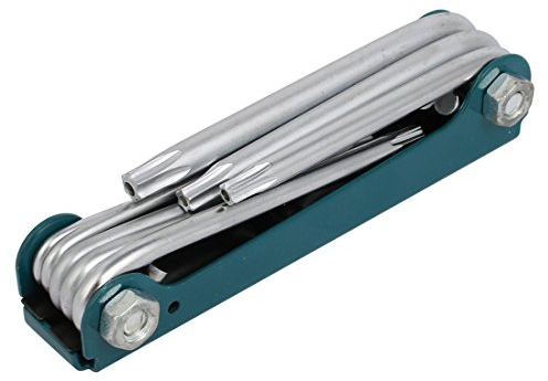 sourcing map 1 Stück Faltender Torx-Schraubenschlüssel Schlüssel T9-T40 Faltbar Metall Grün