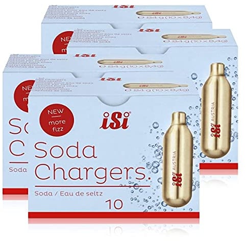 iSi Soda Chargers - 10 capsule di soda, per acqua gassata, 84 g (confezione da 4)