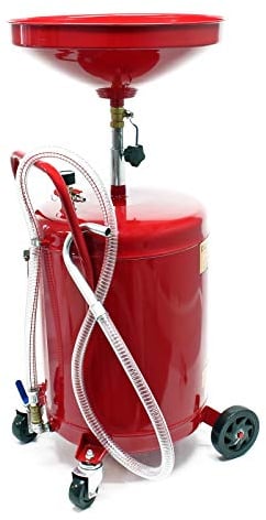 Wiltec Appareil Récupérateur d’huile Pneumatique Rouge Réservoir 68 L Hauteur réglable 98-157cm 4 Roues Vidange Huile usagée Chariot Récupération Huiles Nettoyage Accessoires Atelier Garage Automobile