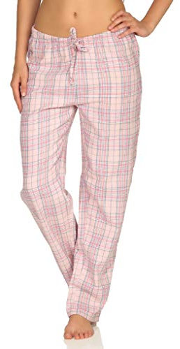 NORMANN-Wäschefabrik Dame Flanell Schlafanzug Hose kariert aus Baumwolle - ideal zum relaxen - 202 222 15 602, Farbe:rosa, Größe:44/46