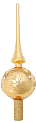 Krebs Glas Lauscha - Weihnachtsdekoration/Christbaumschmuck aus Glas - Christbaumspitze - Farbe: Gold glänzend - Größe: ca. 28 cm