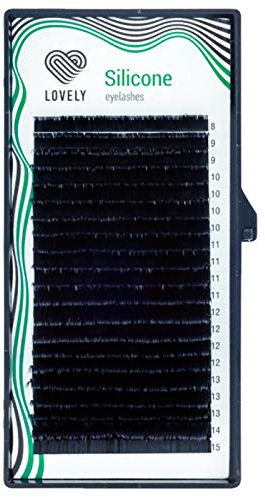 LOVELY Extensions de cils simples en silicone - Noir - Courbures C, D, L, M - 16 rangées, Épaisseur : 0,12 mm - Longueur : MIX BOX