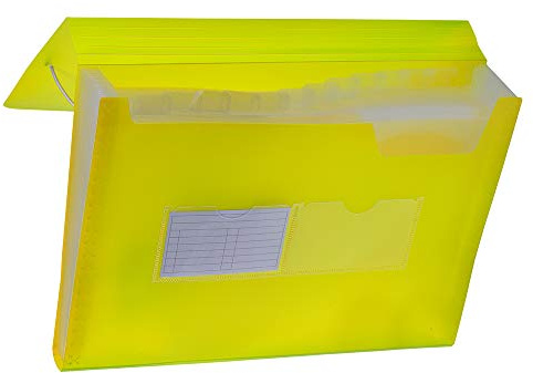 Tetis Gelb Fächermappe DIN A4 aus PP mit 13 Fächern erweiterbare Ordnungsmappe Klappmappe Papier-Ordner Sammelmappe Gummizugmappe Eckspanner-Mappe PP A4 Plastik Akkordeon-Dokumenten-Organizer