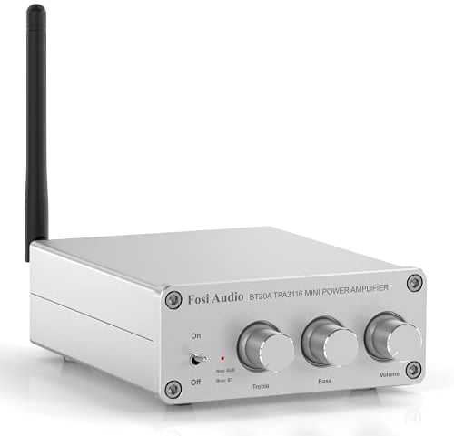 Fosi Audio BT20A-S Bluetooth Verstärker, 200W Mini Verstärker HiFi mit TPA3116 Amp Chip, Bass und Treble Regler, Stereo Verstärker Class D Vollverstärker 2.0 Kanal, Endstufe HiFi Amplifier Audio
