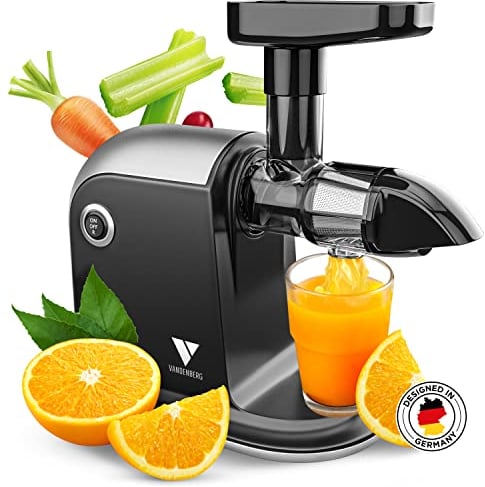 Vandenberg [DAS ORIGINAL] - Slow Juicer - Entsafter Gemüse und Obst - [150 W] Vitaminschonender Obstentsafter mit Umkehr Funktion Inkl. Reinigungsbürste - BPA Frei