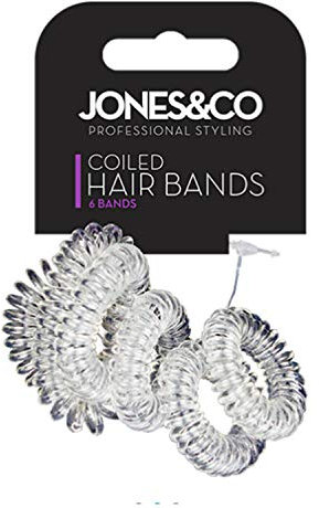 6 Pack Spiral Hair Ties | Coiled Hair Bands Seamless Hair Bobbles |Ponytail Holders Phone Cord Hair Ties Hair Accessory For Women Girls | Suitable for All Hair Types (Clear)