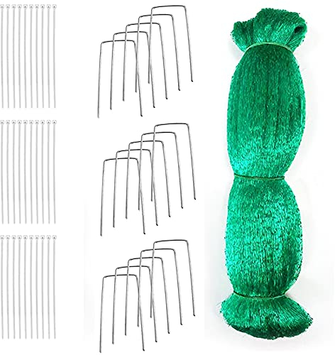 Souarts Vogelnetz Teichnetz, 4mx10m Vogelschutznetz Engmaschig, Netz für Hühnergehege Vogelabwehr Gemüse Kaninchengehege, mit Kabelbindern und Stiften(4x10m 1PC mit Zubehör)