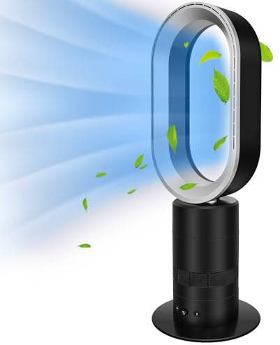 Simple Deluxe Portable Bladeless Tower Fan, 10 Speeds Settings, 10-Hour Timing Closure, Low Noise, Lightweight, 24 Inches, Black