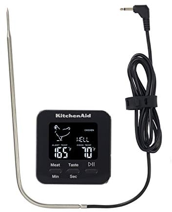 KitchenAid Termómetro digital de carne y temporizador con sonda en el horno, rango de 250 °C y 100 minutos