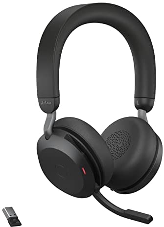 Jabra Evolve2 75 Wireless PC Headset with 8-Microphone Technology - Dual Foam Stereo Headphones, USB-A dongle, Tutte le piattaforme, Nero, Senza Supporto