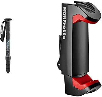 Manfrotto Element MII MMELMIIA5BK, leichtes Alu-Reise-Einbeinstativ, 5 Segmente, Traglast bis zu 16 kg, für Kompakt-, spiegellose und DSLR-Kameras & Smartphone Halterung, Pro Version