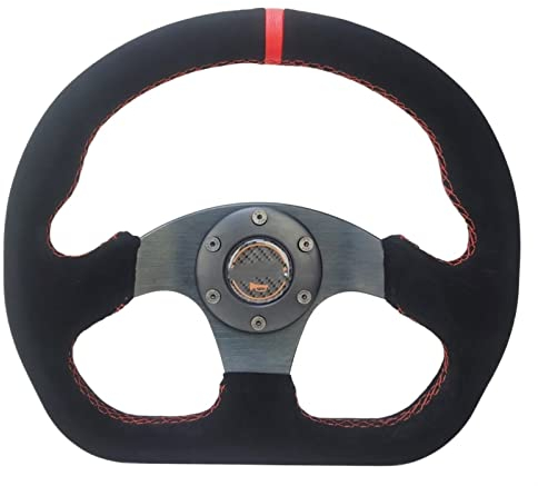 13 Zoll 325 Mm Aluminium-Nachrüst-Auto-Styling-Sportlenkrad Racing-Typ PVC Universal (Farbe : Alcantara-RED)