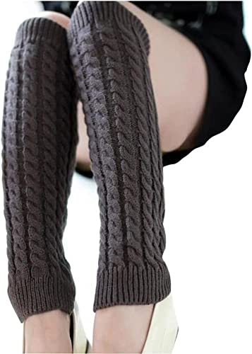 VUCDXOP Damen Langer Beinwärmer Frauen Mädchen Winter Crochet Stricken Stulpen Beinstulpen Beinwärmer Kniestrümpfe Legwarmers Strümpfe Overknees, in Einheitsgröße, Dunkel grau