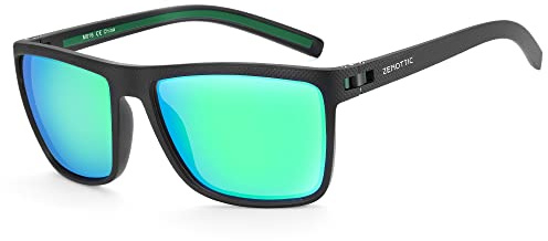 ZENOTTIC Polarised Sunglasses for Men Lightweight Square TR90 Frame UV400 | Only 20g Ultralight TR90 Frame UV400 Polarised Lenses Durable Flexible ideal for Driving & Outdoor.