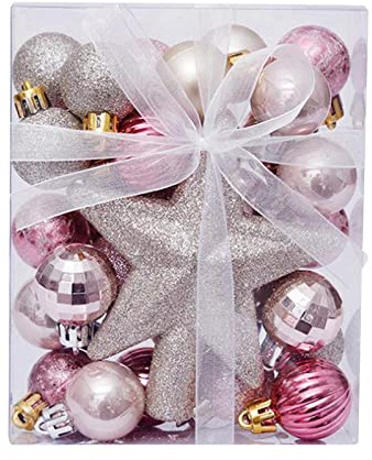 HAOLEI Christmas Decorations , 30PCS Christmas Ball Baubles Party Christmas Tree Decorations Hanging Pendant Ornament Decor, Pink