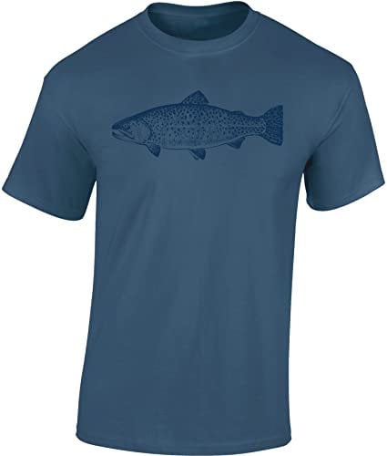 Angel T-Shirt Herren : Forelle - Angler Shirt Männer - Angelkleidung Zubehör Geschenke (Blau M)