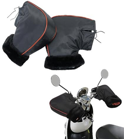 Manchons de guidon de moto, gants de vélo coupe-vent d'hiver gants de cyclisme en polaire épaisse thermique pour scooter, poignées de moto, chauffe-mains imperméables avec bande réfléchissante