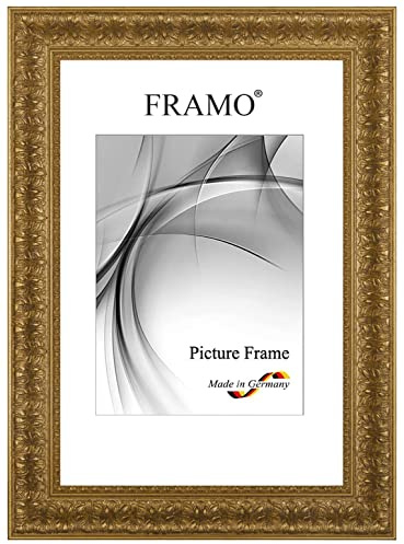FRAMO Barock Bilderrahmen Barock Rokoko 60 x 60 cm aus Massivholz quadratisch | Alt-Gold | Farbe/Größe wählbar | Retro Vintage Antik Rahmen N°094