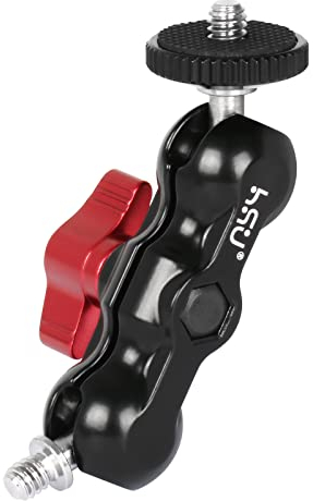 HSU Aluminiumlegierung Doppel-Kugelkopf-Adapter, Magic Arm mit 1/4 Schraube für DSLR-Kamera