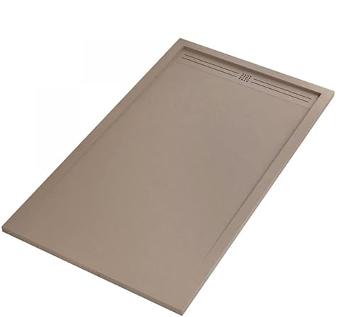 IMPERIAL BAGNO - Duschwanne aus Marmor, Taupe, Steinoptik, Beton-Gitter (90 x 170)