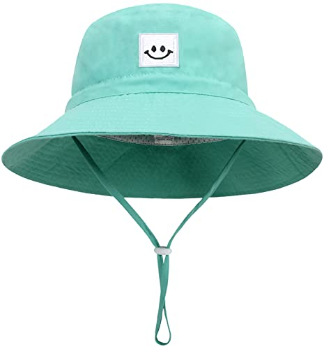 Malaxlx Kleinkind Sonnenhut Lächeln Gesicht Grün Fischerhut Kinder Bucket Hat Strandhut UV Schutz Draussenhut Anglerhut Sommerhut für 2-6 Jahre Mädchen Jungen