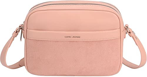 David Jones - Damen Small Crossbody Bag - Schulter Handtasche - Umhängetasche Messenger Bag Phone Hartschale PU Leder - Tote City Travel Shopping Fashion Chic, Rosa, Einheitsgröße