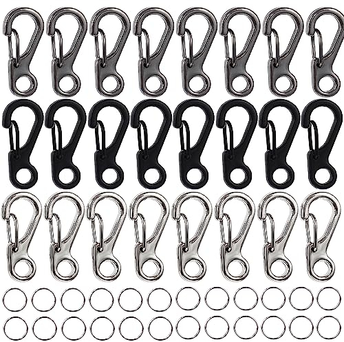 Ouligay 48 Stück Mini SF Karabinerhaken 2.5cm Mini Karabiner Set Carabiner Clip Rucksack Verschluss Spring Snap Schlüsselanhänger Alloy Paracord Carabiner Clips für Klettern Wandern Camping