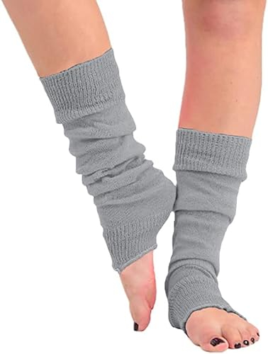 Top Linen (NW) Ltd Dance Plain Ribbed Leg Warmers - Plain Leg Warmer Fluorescent 80s Party Neon Ballet Dance & Ice Skating - Made In UK (Leg Warmers - Pack of 2 Dark Grey)