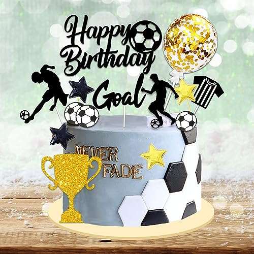 Luckeey Tortendeko Fussball, 28 Stück Tortenaufleger Fussball Deko Geburtstag Kinder, Fußball Kuchendeko Junge, Fußball Geschenke für Fussball Party Torten Deko