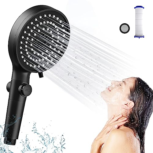 Duschkopf Wassersparender, Hochdruck Handbrause Sparduschkopf mit Filter & Wasserstop, Regendusche Druckerhöhende Duschbrause Brausekopf, 5 Wasserauslassmodi