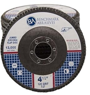 Benchmark Abrasives 4.5 x 7/8 Premium High Density Jumbo Zirconia Type 27 Flap Discs 4 1/2 for Angle Grinder, Sanding Discs, Finishing - Grinding Wheels 4 1/2 inch - (100 Pack) - 120 Grit