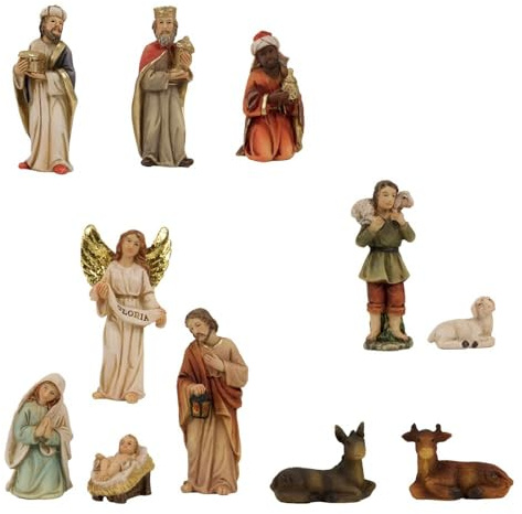 FADEDA 11x Krippenfiguren/Höhe:8 cm/handbemalt/detailgetreue Krippen Figuren - Weihnachten Tisch Dekoration Krippe Zubehör