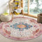 Moynesa Ultradünner, waschbarer runder Teppich, 122 cm, rosa, orientalischer Kreis, für Kinderzimmer, Schlafzimmer, Vintage, rutschfest, fusselfrei, Niederflor-Teppich für Wohnzimmer, Couchtisch,
