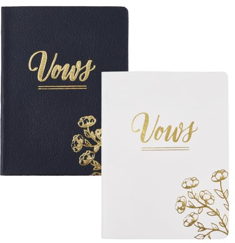 GORGECRAFT 2 Stück Hochzeitsgelübdebücher Aus Leder Mit Goldfolienbeschriftung Und Blume 9.9x13.3cm Hochzeitsgelübdehefte Hochzeitsgästebücher Hochzeitszeremonie-Essentials Für Die Zeremonie