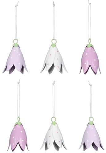 frühlingshafte dekorative Blüten-Anhänger Glocken-Blumen-Anhänger aus federleichtem Metall in verschiedenen Farbsortierungen und Mengeneinheiten (6, lila weiß)