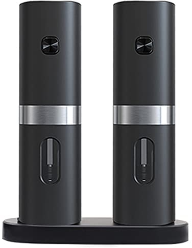 Lisher Electric Salt and Pepper Mill Set of Replacement Parts Salt and Pepper Mill with Rechargeable Charging Base LED Light Coarse Adjustable