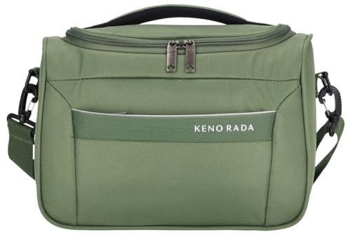Kenorada Kosmetikkoffer MEDON Beautycase | praktische Kulturtasche mit abnehmbarem Schultergurt | DREI Steckfächer und Fach mit Gummizug | Tragehenkel Oben (Green)