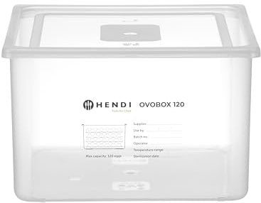 HENDI Set Contenitore per uova in PP trasparente per conservare fino a 120 uova, con coperchio e 8 vassoi per uova in PET, per il frigorifero, portauova OVOBOX 120, GN2/3, 255x325x(H)202mm