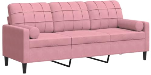 vidaXL 3-Sitzer-Sofa mit Zierkissen Rosa 180 cm Samt