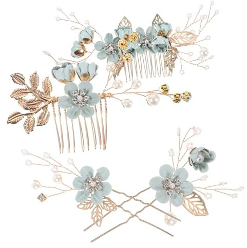 Baluue Mariage Alliage Peigne À Cheveux Vert ÉLéGant Avec Fleurs - Accessoire Raffiné Pour MariéE Et Demoiselles D'Honneur 4 PièCes IdéAl Pour CéLéBrations